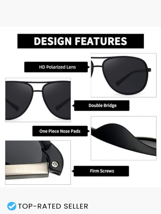 Polarized Aviator Sunglasses Oversized UV400 Protection TR90 Frame Unisex main image 7
